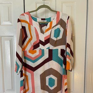 Boden Linen geometric dress